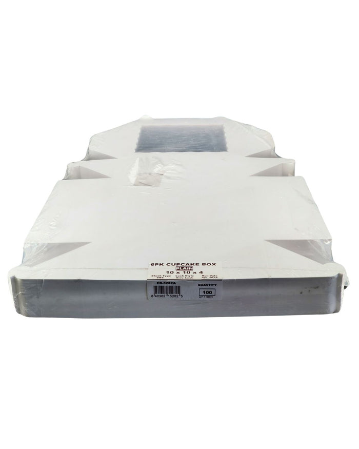 EB - 10 x 10 x 4 - 6 Cupcake Box with Window - White - 5282A