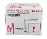 Mayfair - 1 Ply Cocktail Napkins 1/4 Fold - White - CNAP01 Mayfair - 1 Ply Cocktail Napkins 1/4 Fold - White - CNAP01
