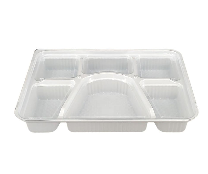 Take Out Tray - 6 Comp. - Combo - Black/White (Thali)
