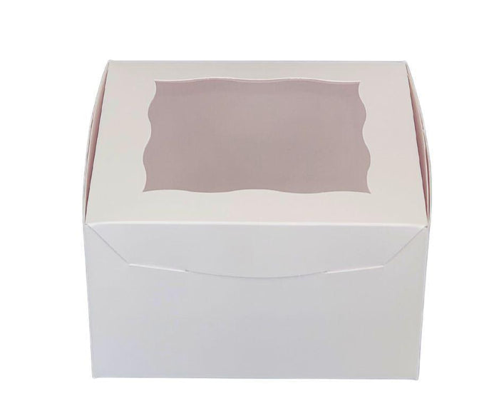 EB - 7 x 7 x 4 - 4 Cupcake Box with Window - White - 5281A