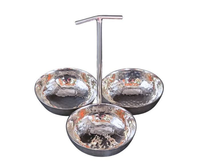 Chutney Serving Tray SS - 3 Comp - Shallow