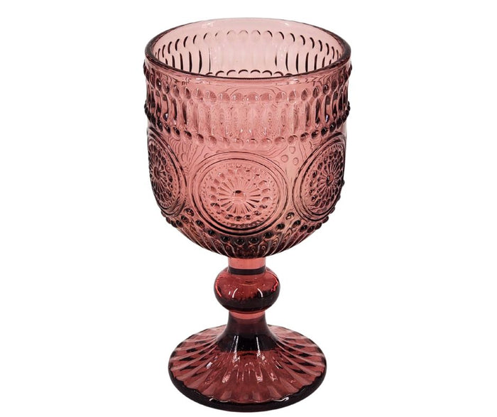 Hobnail Wine Glass 240ml - Pink - XR834