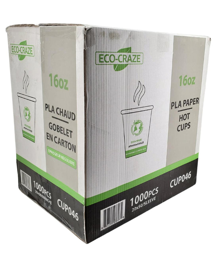 Eco-Craze - 16oz PLA Single Wall Hot Paper Cup - Printed