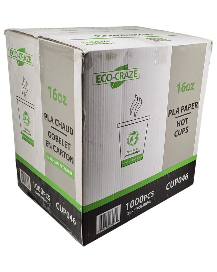 Eco-Craze - 16oz PLA Single Wall Hot Paper Cup - Printed