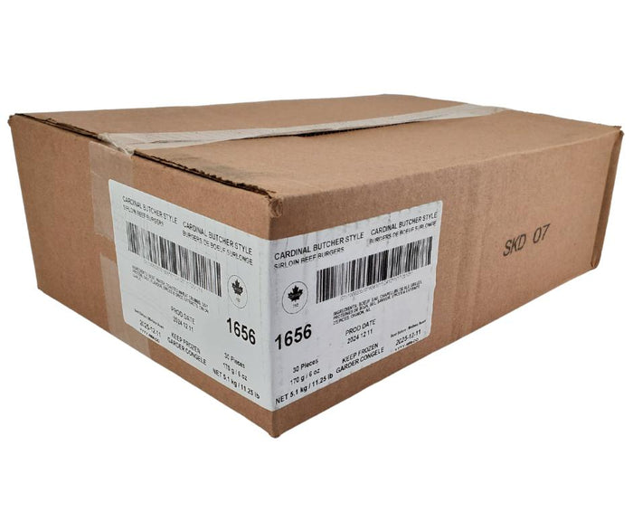 Frozen - Cardinal - Butcher Style Sirloin Beef Burgers - 6oz - 1656