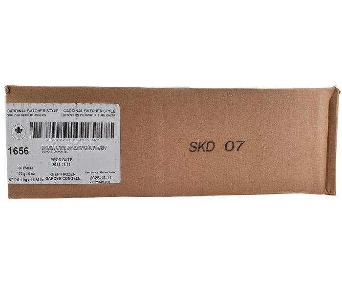 Frozen - Cardinal - Butcher Style Sirloin Beef Burgers - 6oz - 1656