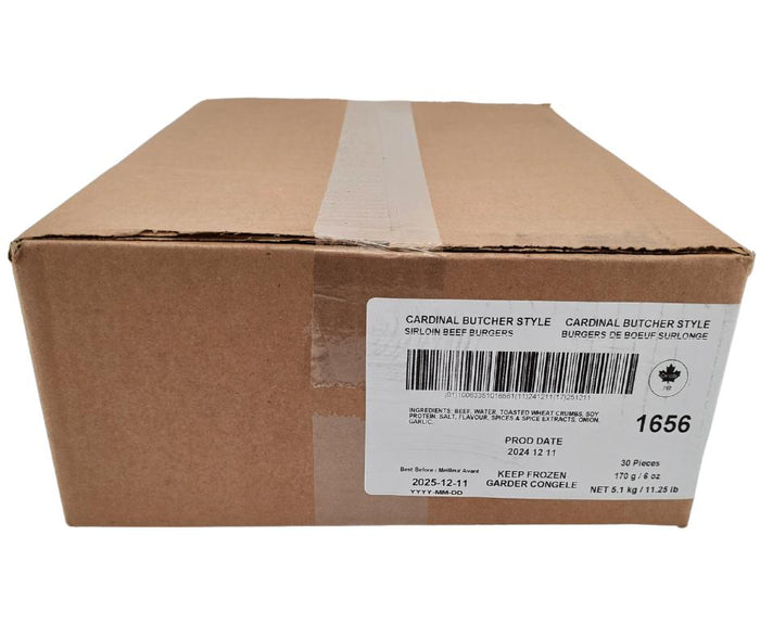 Frozen - Cardinal - Butcher Style Sirloin Beef Burgers - 6oz - 1656