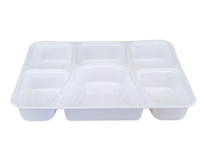 Value+ - 6 Comp Take-Out Thali with Lid - White - PP