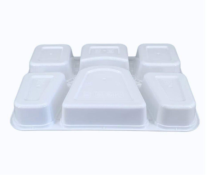 Value+ - 6 Comp Take-Out Thali with Lid - White - PP
