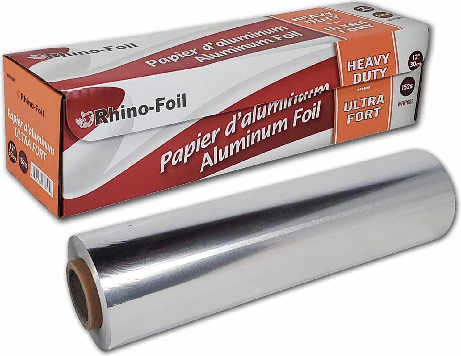 Rhino Aluminum Heavy Duty Aluminum Foil | Rhino 12 x 350 SF Long Roll, 25 Microns Thick | Commercial Grade & Extra Thick, Strong Enough for Food