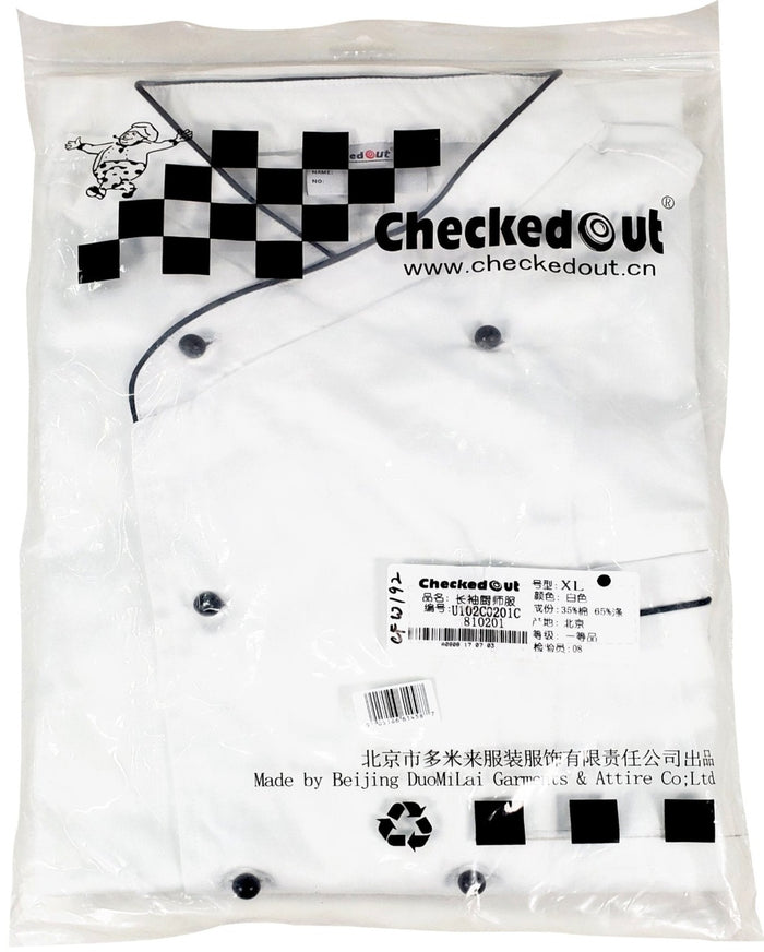 Chef Coat - White - XL - w/- Black Pearl Buttons - 4587