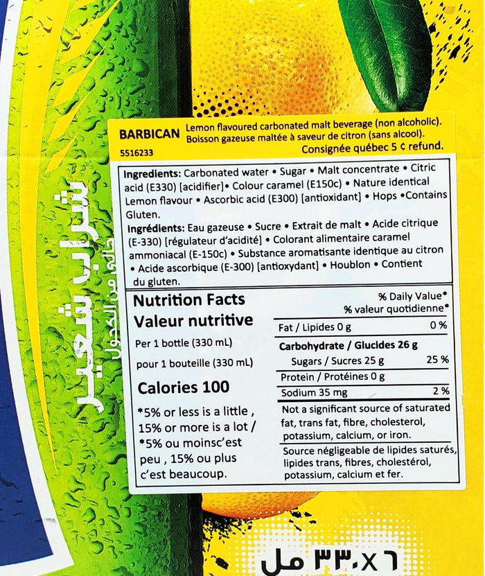 CLR - Barbican - Soft Drink - Lemon