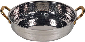 Fry Pan SS Hammered 800Ml No.4 With 2 Gold Handle, 18cm Fry Pan SS Hammered 800Ml No.4 With 2 Gold Handle, 18cm
