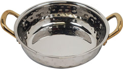 Fry Pan SS Hammered 300Ml No.2 With 2 Gold Handles, 13.5cm Fry Pan SS Hammered 300Ml No.2 With 2 Gold Handles, 13.5cm