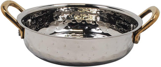 Fry Pan SS Hammered 300Ml No.2 With 2 Gold Handles, 13.5cm Fry Pan SS Hammered 300Ml No.2 With 2 Gold Handles, 13.5cm
