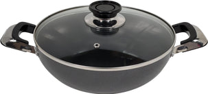 XC - Non Stick Wok w/G. Lid 24cm - 3mm S/Handle XC - Non Stick Wok w/G. Lid 24cm - 3mm S/Handle