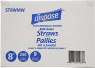Value+ - 10'' Ind. Wrapped Milkshake Straws – White – Plastic - 6 mm Value+ - 10'' Ind. Wrapped Milkshake Straws – White – Plastic - 6 mm