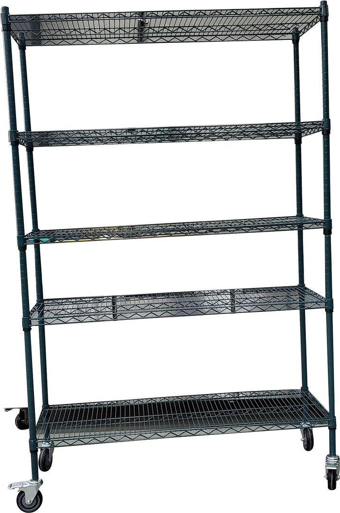 Epoxy - Wire Shelving w/ Wheels - 5 Shelves - 48x18x72