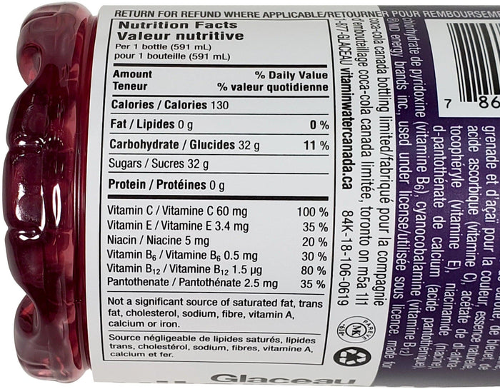 Glaceau - Vitamin Water - Mineral Water - Acai-Blueberry Bottles