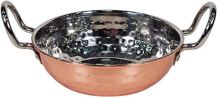 Karahi Hammered SS 350Ml (Copper Plated) S/W No.1 With SS Wire Handle Rivetted, 13cm Karahi Hammered SS 350Ml (Copper Plated) S/W No.1 With SS Wire Handle Rivetted, 13cm