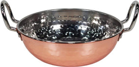 Karahi Hammered SS 450Ml (Copper Plated) S/W No.2 With SS Wire Handle Rivetted, 15cm Karahi Hammered SS 450Ml (Copper Plated) S/W No.2 With SS Wire Handle Rivetted, 15cm