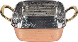 CLR - Square Deep Pan SS Hammered 350Ml (Copper Plated) No. 1 With 2 Gold Handles, 12cm CLR - Square Deep Pan SS Hammered 350Ml (Copper Plated) No. 1 With 2 Gold Handles, 12cm