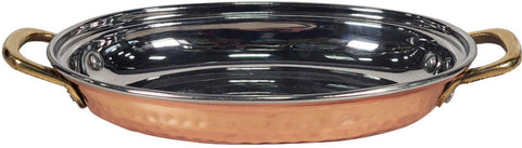 Copper Oval Entree Dish 300ml Emboss Handle No1, 19x13cm Copper Oval Entree Dish 300ml Emboss Handle No1, 19x13cm
