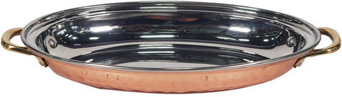 Copper Oval Entree Dish 700Ml Emboss Handle No3, 24X16cm Copper Oval Entree Dish 700Ml Emboss Handle No3, 24X16cm