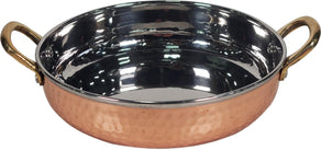CLR - Fry Pan SS Hammered 800Ml (Copper Plated) No.4 With 2 Gold Handle, 18cm CLR - Fry Pan SS Hammered 800Ml (Copper Plated) No.4 With 2 Gold Handle, 18cm