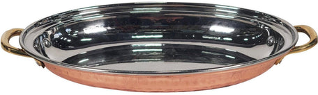 Copper Oval Entree Dish 500Ml Emboss Handle No2, 22X15cm Copper Oval Entree Dish 500Ml Emboss Handle No2, 22X15cm