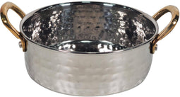 Round Flat Pan SS Hammer 600Ml With 2 Gold Handles No.2, 15cm Round Flat Pan SS Hammer 600Ml With 2 Gold Handles No.2, 15cm