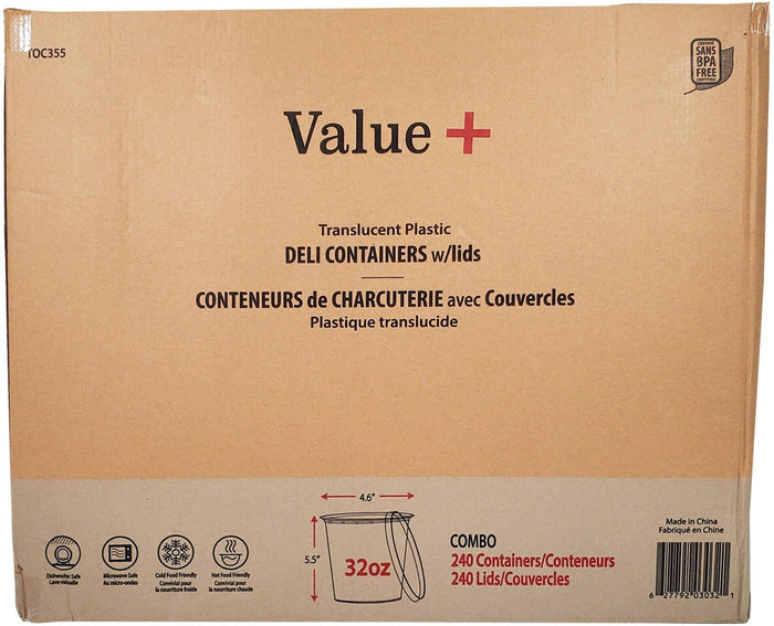 Value+ - 32oz Round Deli Container w/Lids