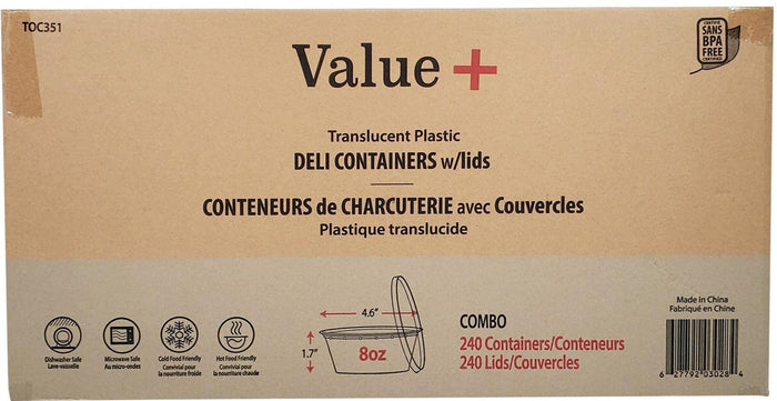 Value+ - 8oz Round Deli Container w/Lids