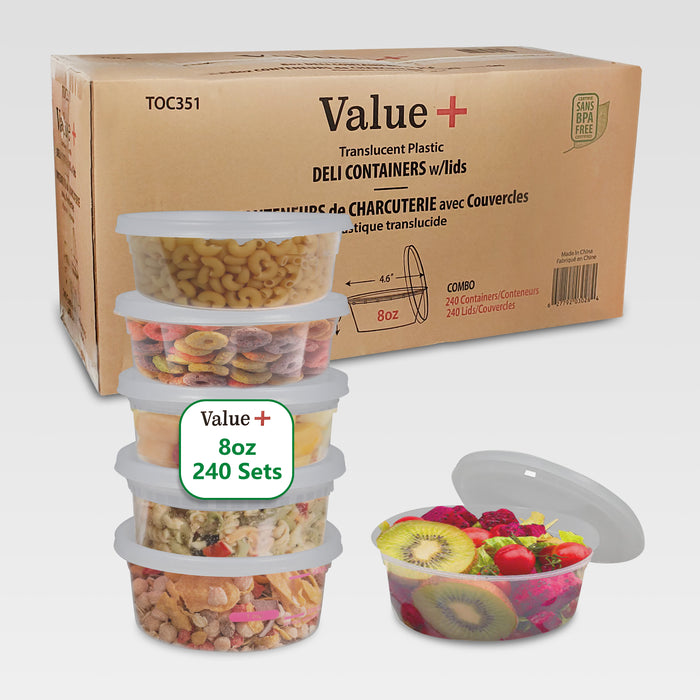 Value+ - 8oz Round Deli Container w/Lids