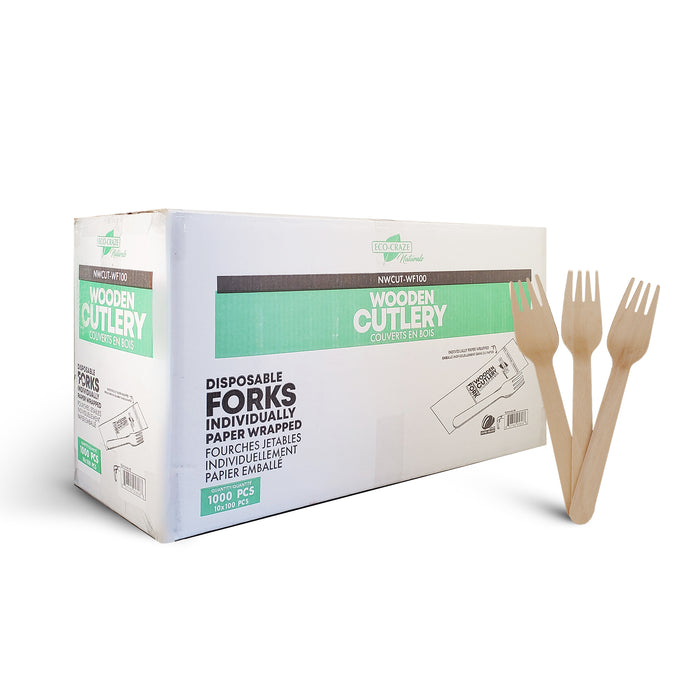 Eco-Craze - Wooden Fork - Individually Paper Wrapped
