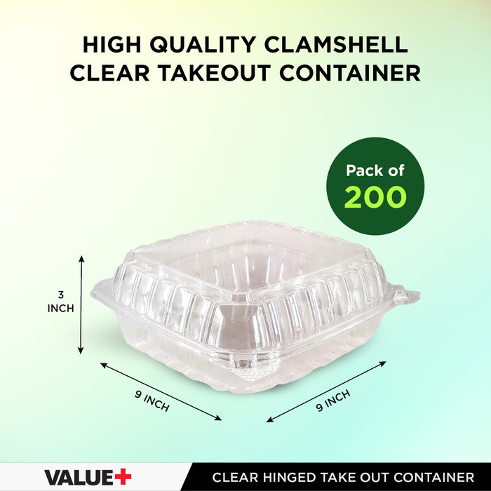 Value+ - Dual Lock - 9in Large Clear Hinged Containers - CV991