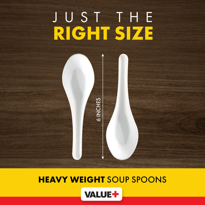 Value+ - Chinese Soup Spoon - White - Retail Pack - RP4008