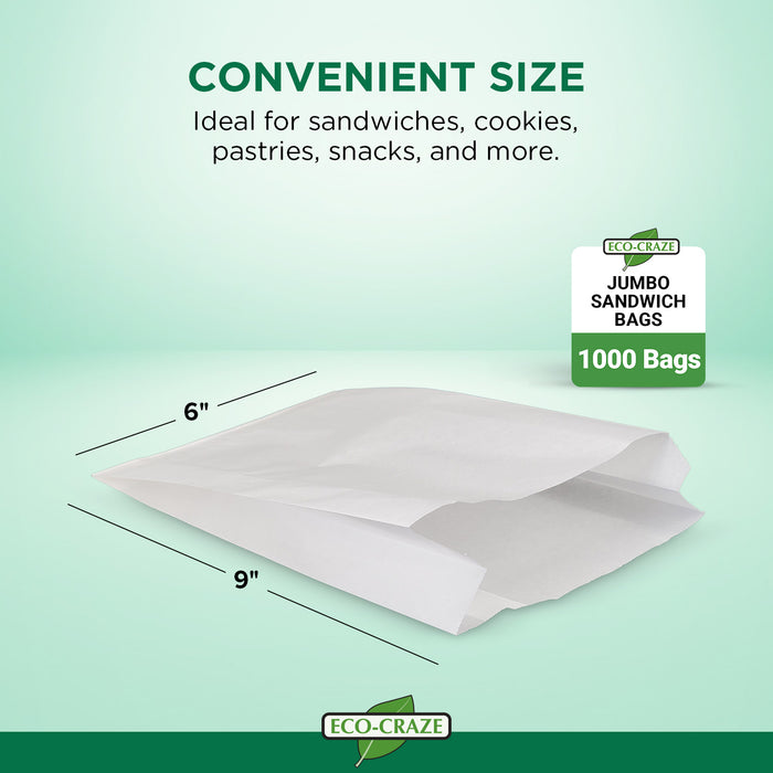 Eco Craze – Jumbo Sandwich Bags 6x2x9 – White