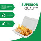 Eco-Craze - MFPP Clamshell Container - 9x6x2.6 - Double Lock - Vented - White