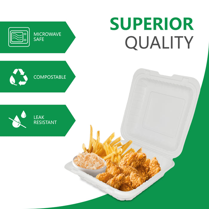 Eco-Craze MFPP Clamshell Container 8x8x2.6