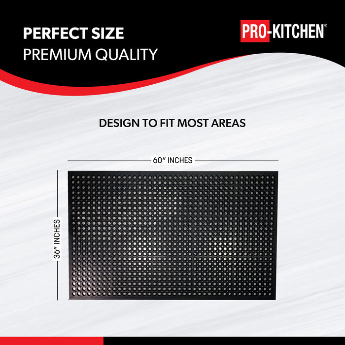 Pro-Kitchen - Black Rubber Anti-Fatigue Mat - 36