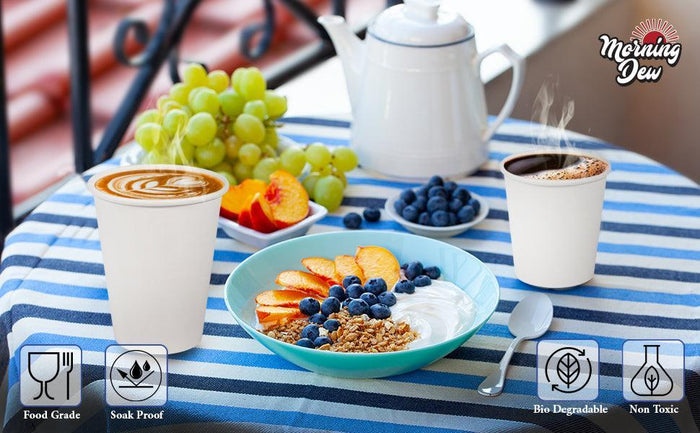 Morning Dew - 12oz Hot Paper Cup - White - H12W