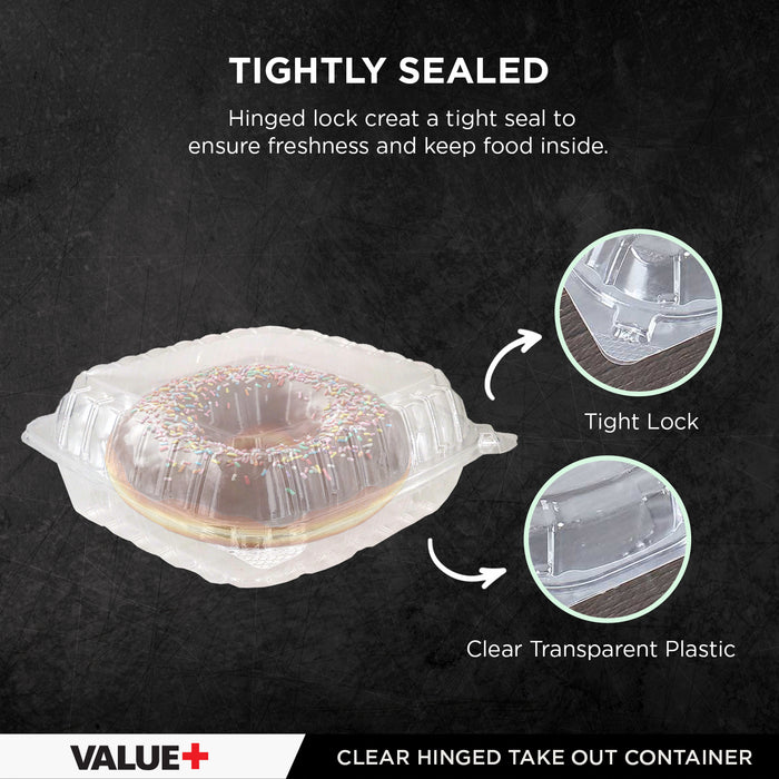 Value+ - Dual Lock - 9in Large Clear Hinged Containers - CV991