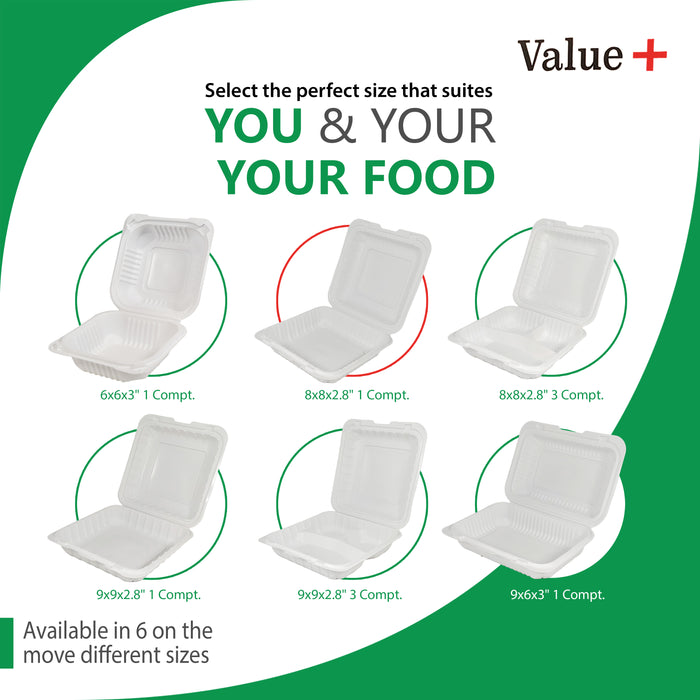 Eco-Craze MFPP Clamshell Container 8x8x2.6