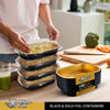 Rhino-Foil - Large (64oz) Black & Gold Foil Cont. w/ Clear Dome Lid