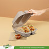 Eco-Craze - Taco - Bagasse Hinged Container - 2 COMPARTMENT