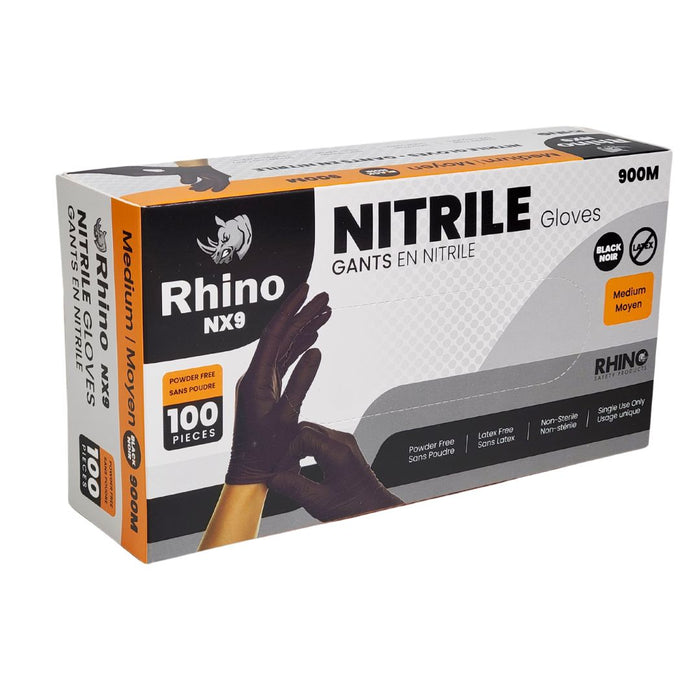 rhino gardening gloves Rhino - NX9 - Black Nitrile Gloves - PF - Medium