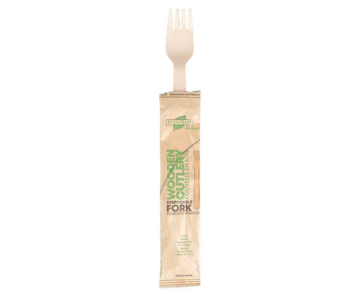 Eco-Craze - Wooden Fork - Individually Paper Wrapped