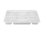 Plastic Tray (Thali) - 6 Compartment - White 20 pk