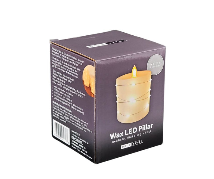 Deco Lite LED Pillar w/String Lights - 3x3.1